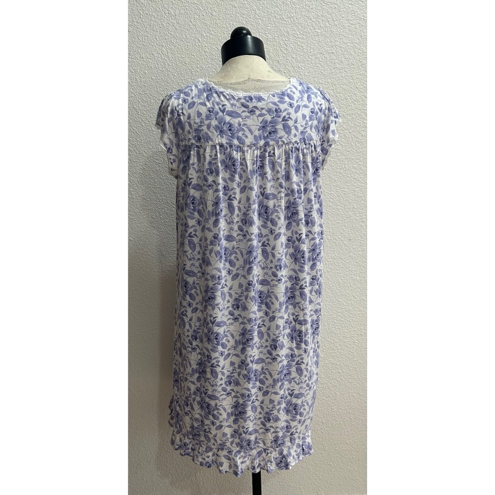 Eileen West Soft Cotton Cap Sleeve Nightgown Size Medium White Lavender Floral - Picture 4 of 7